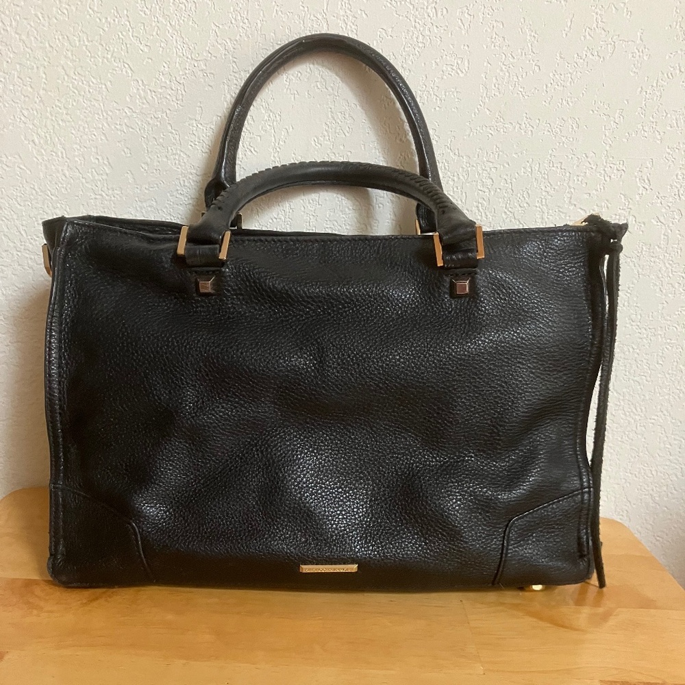 REBECCA MINKOFF REGAN BLACK LEATHER HAND BAG